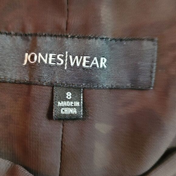 Vintage 90's Jones Wear Skirt Midi Trumpet Ruffle Abstract Burnt Floral Brown 8 - Picture 4 of 9